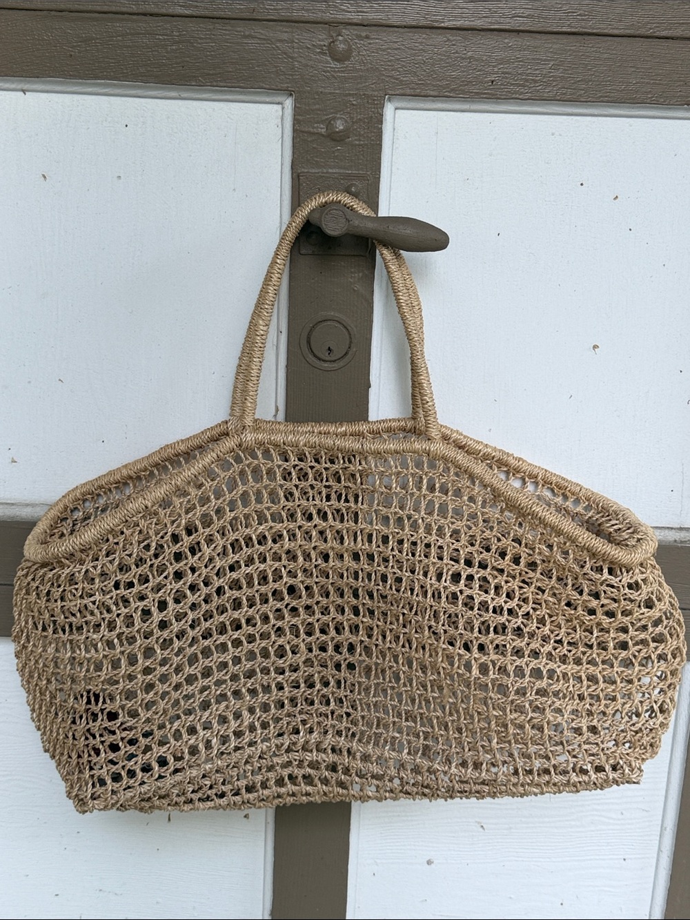 Handwoven Natural Straw Tote Bag - Beige